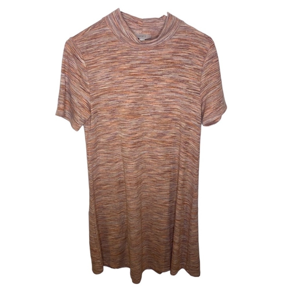 Loft mock turtle neck short sleeve marbled dress